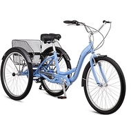 Schwinn Meridian Adult Tricycle Bike, Mens and Womens Three Wheel Beach Cruiser, 26-Inch Wheels, Low Step-Through Frame, Wide Seat, Rear Folding Basket, 7-Speed, Periwinkle