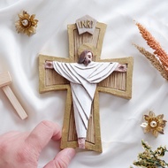 Papemelroti Religious Resin Hanging Decor | As for Me Lord Master Cross Bible Verse Christian Altar 