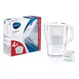 Brita Aluna Water Purifier, 2.4L Capacity, Includes 4 Cartridges, 1.25L Filter Capacity, LCD Memo (R