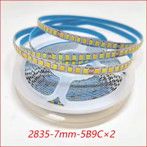 (2 Solder Joints)5meters 2835-7mm-5B9C×2 180D 3Colors Constant Current LED Strip 18W×2/Meter with 30