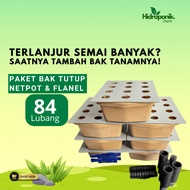Beginner Hydroponic Package: 84 Hole Netpot and Flannel Lid, 7 Tubs, Wick System