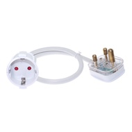 White Durable South Africa Power Cable SABS 3 Pins Plug To European 2 Pins Socket Extension Cord 3G1