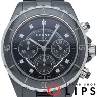 Chanel J12 Watch 41mm Chronograph 9P Diamond J12 H2419 Box Warranty Ceramic Men's Watch Black Polish