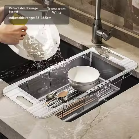 Retractable Sink Colander Expandable Kitchen Drain Basket for Fruits Vegetables Dishes Adjustable 36