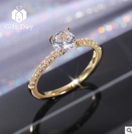 【วันของขวัญ】14K Gold Cubic Zirconia Filled Wedding Band Engagement Ring