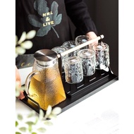 Japanese-style embossed glass drinking cup (1.5L + cylindrical cup)