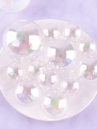 10入組彩色透明球蛋糕裝飾裝飾氣球杯子蛋糕DIY插入蛋糕泡沫球蛋糕烘焙裝飾用品，適用於婚禮周年紀念日生日派對用品