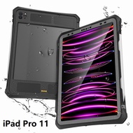 IP68 Waterproof Case For iPad Pro 11inch 2022/2021/2020 Built-in Screen Protector, All-Round Protection iPad Case with Pen Holder, Kickstand, Lanyard, Black