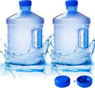 2 Pieces Round Plastic Water Jug1 Gallon Water Bottle with Handle and Screw CapLarge Reusable Leak P