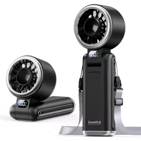 Portable Handheld Turbo Fan - Portable Fans Rechargeable, 5000mAh, 180° Adjustable, 5 Speed Wind, Di