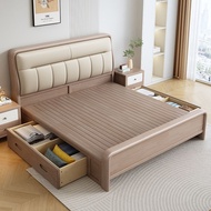 【Sg Sellers】 Solid Wood Bed Solid Wooden Bed Frame Solid Wood Bed with Drawe Storage Bed Storage Drawers Bed Frame Bed Frame with Mattress Package  Single/Queen/King Bed Frame