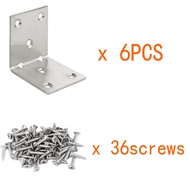 6 Pcs L Bracket Stainless Steel Metal Angle Bracket for Cabinet Bed Heavy Duty L Bracket Shelf Brack