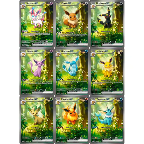 PTCG Collection Cards EEVEE ESPEON FLAREON UMBREON LEAFEON DIY PTCG Game Cards Shining Creativity Ra