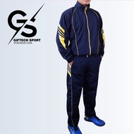 SET Setelan Olahraga pria dewasa jaket celana training lari bahan tebal elastis motif polos garis pa