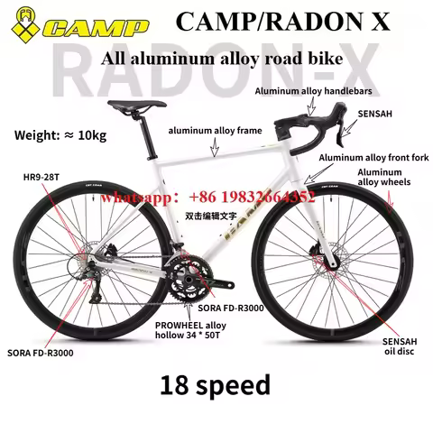 CAMP new Radon X aluminum alloy road bicycle 18 speed hydraulic disc brake 700x28c aluminum wheels
