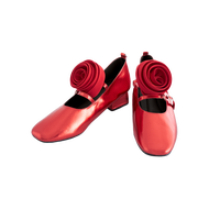 TandT - ROSEMARY-JANE RED SHOES - ROSE HAND-CRAFTED MARY-JANE PUMPS SHOES รองเท้าคัทชูสายคาดมีส้น ทร