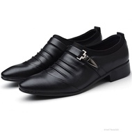 ผู้ชายธุรกิจรองเท้าหนังรองเท้าอย่างเป็นทางการ PU สำนักงานครอบคลุม Kasut Hitam รองเท้าสีดำสีน้ำตาล Sl