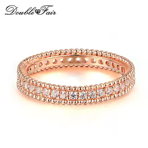 Double Fair Classic Wedding Engagement AAA+ Cubic Zirconia Ring Rose Gold Color Fashion Cubic Zricon