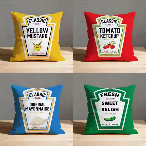H-Heinz Tomato Ketchup Pillow Case For Sofa Decor Car Office Room Printing Cushion Cover Decorations