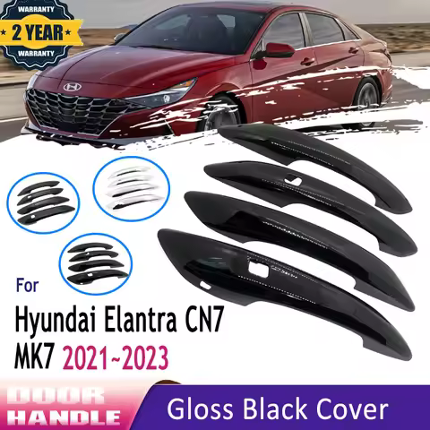 Gloss Black Door Handle For Hyundai Elantra 2022 Accessories CN7 7th Generation 2021 2023 Avante i30