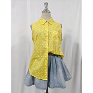 Yellow Polka Dot Sleeveless Shirt ST JOHN'S Sign BAY