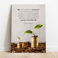 Poster Kayu Orang Berbisnis Zakat Infaq Shodaqah Adi Hidayat Quote