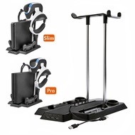 Playstation 4 Slim / Pro / PS VR Move Charging Dock Station Base Stand with PSVR Headset Holder & 4 
