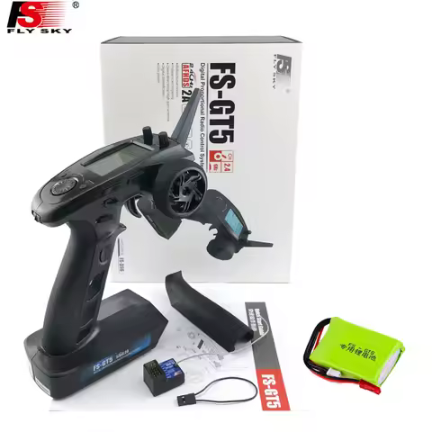 FlySky FS-GT5 2.4G 6CH AFHDS RC Transmitter Can Store 20 Models Remote Controller With FS-BS6 Receiv
