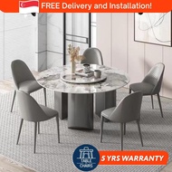 [SG] Sintered Stone Dining Table Set | Sintered Marble &amp; Chairs | 1.3m-1.5m | Nordic Stone Slab For HDB BTO Condo Landed