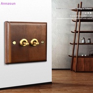 Annasun Black Walnut Wood Retro British Light Switch Socket Bedside Wall Lamp Switch LED Dimmer Pure