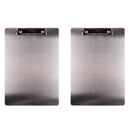 2X Metal Clipboard Folder A4 Stainless Steel Clip Board Bill Storage Folder Writing File Board Menu
