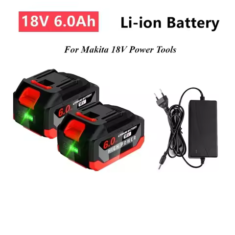 6.0Ah 18V High Capacity Rechargeable Li-Ion Battery with LCD Indicators for Makita Cordless Drill Wr