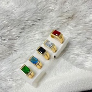 SQUARE STONE RING WITH SIMPLE COLORED STONE GEM