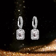 KL2030 Women's Drop Santos Buckle Earrings Round Halobag 1.5mm Emerald Rectangular Stone 5.0mm by Ky