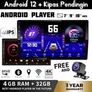 Head Unit Android 12 Ram 4 + 32gb + Kipas Pendingin Double din Mobil Avanza Xenia Brio Pajero Fortuner Jazz Ertiga Mobilio Terbaru Lengkap Kamera Mundur