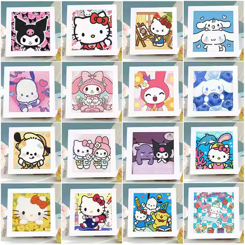 Keeppley&Sanrio Kuromi Hello Kitty Diamond Painting Kit Square Round Diamond 5D DIY Cross Embroidery
