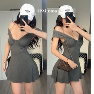 Twisted neck dress with flared form in 2 basic styles 119.items