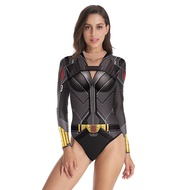 Superhero Black Widow Jumpsuit Cosplay Costume Adults Women Halloween Carnival Party Bodysuit Swimsu