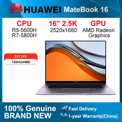 HUAWEI MateBook 16 Laptop AMD Ryzen R5-5600H/R7-5800H 16GB 512GB Notebook Radeon Graphics 16-inch 2.