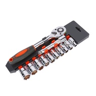 (ORI.COD)Kunci Sok Set CR-V 12 PCS Kunci Sok Wrench 1/2" 1/4" Rachet alat perkakas lengkap motor