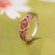 S9999纯银戒指女新中式芍殿足银指环可调节古风配饰礼S9999 Sterling Silver Ring Women's New Chinese Style Peony Hall20260424