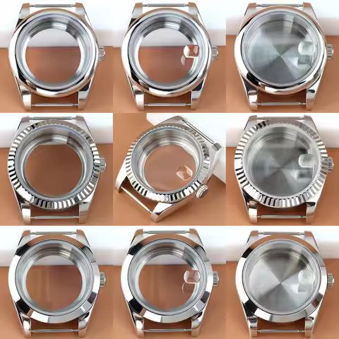 Silver 36mm 39mm Men's Watch Case Sapphire Glass Fit NH35 NH36 Automatic Movement Stainless Steel DA