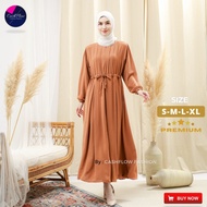 Baju Gamis Remaja Wanita Muslim Model Polos Bahan Crinkle Premium
