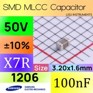 100nF 1206 50V X7R ±10% SMD MLCC Capacitor Samsung CL31B104KBCNFNC