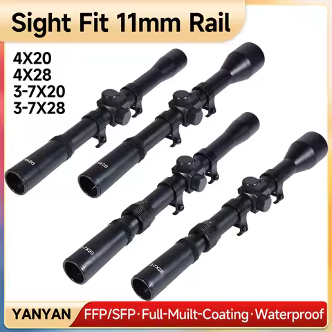 Hunting Riflescope 4x20/4x28/3-7x20/3-7x28 Crosshair Optics Sight Gun Scope Airsoft Hunting Rifle Sc