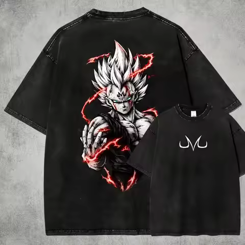 Dragon Ball Z Majin Vegeta Shirt, Vegeta Majin Symbol Washed Anime Tee, DBZ Vintage Bootleg Manga St