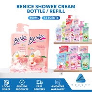 Benice Shower Cream Bottle / Refill 400ml Enchanted Peachy Peach Glam Paris Luxurious Scent for Refr