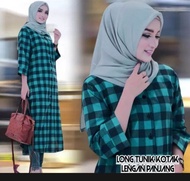 [ PROMO ] Long Tunik Kotak-Kotak Lengan Panjang// Dress Kotak-Kotak Terlaris// Tunik Kotak-Kotak Ter