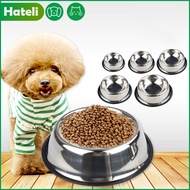 【HATELI】Pet Bowl Cat Bowl Stainless Steel Dog Bowl Pet Feeder Stainless Steel Dog Bowl Cat Bowl