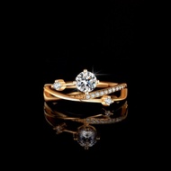 Real Moissanite 0.5ct D-color Ring 925 Silver Champagne Plated with GRA Certificate Engagement Ring